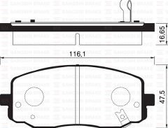 SANGSIN SP1172 ÖN FREN BALATA HYUNDAI i10 1.1L CRDI 08-> / KIA PICANTO 1.0L 1.1L 04-11 - Aşınma ikaz soketli