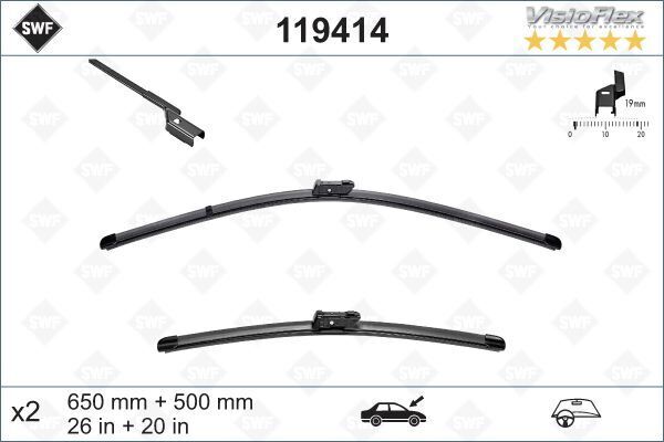 VALEO 119414 SİLECEK 65 50 X2 FLATBLADE VOLVO C30 06> S40 05> S60 10> S80 06>V50 05>V70 07>V60 10> XC70 XC60