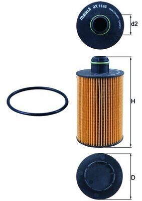 MAHLE OX1145D YAĞ FİLTRESİ OPEL ANTARA 2.2 CDTI 11> CHEVROLET CAPTIVA 11> CRUZE 2.0 VCDI 11>