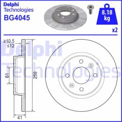 DELPHI BG4045 ÖN FREN DİSKİ RENAULT SYMBOL II 08> SYMBOL III 13> TWINGO I 96> DACIA LOGAN 06> LOGAN II MCV 12> SANDERO 08> SANDERO II 13> 259x12 4 DELİK