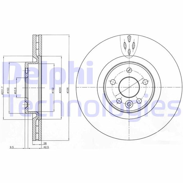 DELPHI BG9077C ON FREN DISK AYNASI HAVALI VOLVO S60 II 10>15 S80 II 06> V60 I 11>15 V70 III 07>15 XC70 II 09>15 336cm CAP