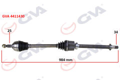 GVA 4411430 KOMPLE AKS SAĞ RENAULT FLUENCE 09- MEGANE IV 1.5 DCİ 6 VİTES AUTO. 984mm
