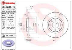 BREMBO 08723810 ÖN FREN AYNASI C2 1.4 1.4 HDİ 03 >C3 1.4 1.4HDI 02 > PARTNER-BERLINGO 1.4 1.9 D 2.0HDI 266x13x4DL