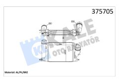 KALE 375705 INTERCOOLER NISSAN X-TRAIL 1.6DCI 1.6DCI 4X4 13> BRAZING 282X223.5X62 TURBO RADYATÖRÜ