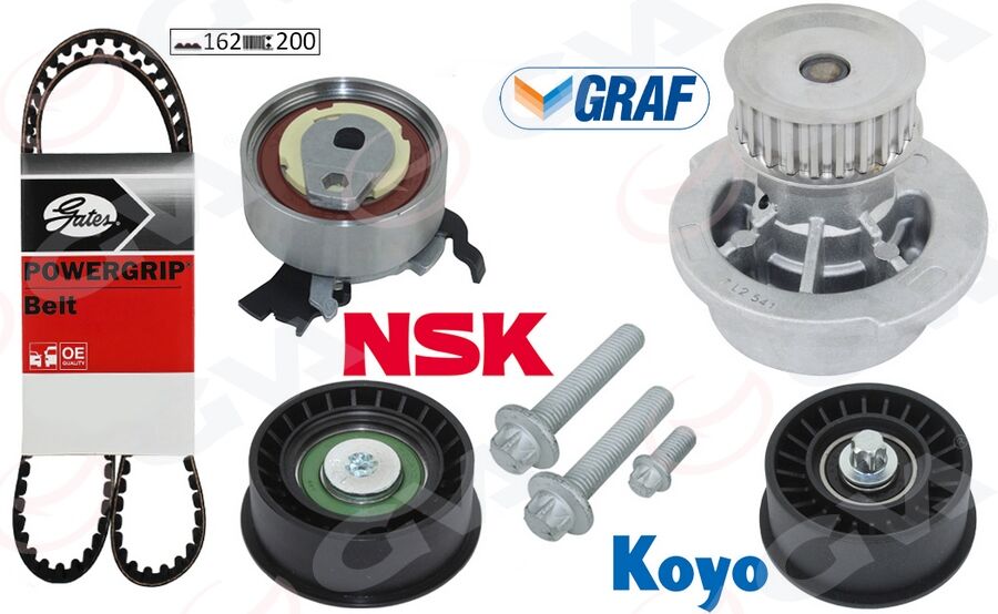GVA 59WPK9008-2 DEVİRDAİMLİ EKSANTRİK GERGİ KİTİ ASTRA G-CORSA C-VECTRA C-MERIVA A-ZAFIRA A 1.4-1.6-1.8 16V Z16-14XE