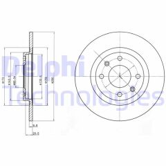 DELPHI BG2308 ÖN FREN AYNASI P305 82-89 P405 92-96 BX 82-93 1.4-1.4ie-1.6-1.6ie-1.7TD-1.9TD 266x27x4DL