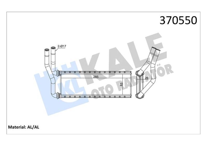 KALE 370550 KALORİFER RADYATÖRÜ MITSUBISHI CANTER FUSO 3.0L 4P10 Euro5 TFA35. TFA35L. TFB75. TFB75L. TFB85. TFB8 5L. FEB91 12-17- ALEMİNYUM