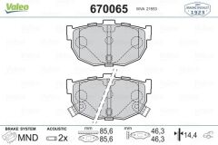 VALEO 670065 ARKA FREN BALATA HYUNDAI ELANTRA 1.6L G4ED 01-06 / COUPE 1.6L 96-02 / KIA CERATO 1.6L G4ED 04-> 1.5L D4FA CRDİ 04-06 1.6L D4FB 07-10 2.0L D4EA dizel 04-06