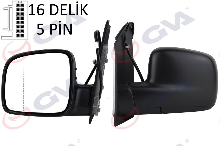 GVA 1075136 DIŞ DİKİZ AYNASI SOL CADDY 04> ELEKTRİKLİ ISITMALI ASFERİK 5 FİŞ VM-375EHAL