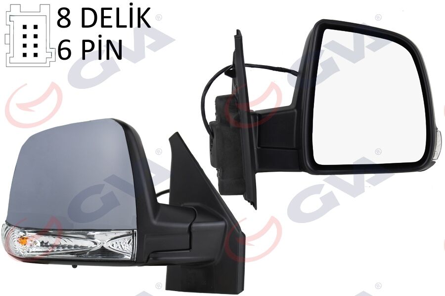 GVA 1029172 DIŞ DİKİZ AYNASI SAĞ DOBLO 11> ELEKTRİKLİ SİNYALLİ ASTARLI TEK CAMLI KONVEKS 6 FİŞ VM-668EHPR