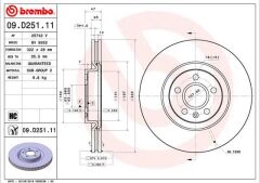 BREMBO 09D25111 ÖN FREN AYNASI VOLVO S60 III 19> S90 II 19> V60 18 > V90 II 16> XC40 18> XC60 II 19> 17 JANT 322 CAP