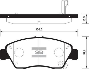 SANGSIN SP1435 ÖN FREN BALATA BÜYÜK TİP HONDA CIVIC 1.6L B16A2 VTEC 16v 160hp 96-98 / 1.4L D14 3 kapı - hatchback 01-05 kalınlık : 16.50 mm