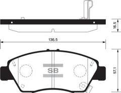 SANGSIN SP1435 ÖN FREN BALATA BÜYÜK TİP HONDA CIVIC 1.6L B16A2 VTEC 16v 160hp 96-98 / 1.4L D14 3 kapı - hatchback 01-05 kalınlık : 16.50 mm