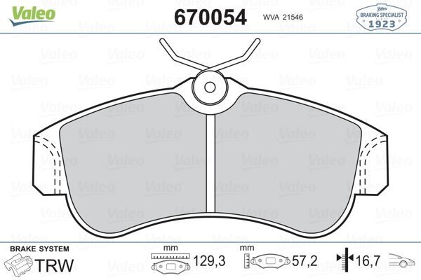 VALEO 670054 ÖN FREN BALATA NISSAN PRIMERA 1.6L GA16DE P11 97-98