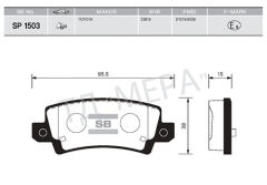 SANGSIN SP1503 ARKA FREN BALATA TOYOTA COROLLA 1.4L 1.6L 4ZZ-FE 3ZZ-FE ZZE120 ZZE121 VVTi 02-06 / 1.4L 1NDTV NDE120 04-06