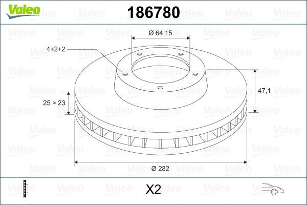 VALEO 186780 ÖN FREN DİSKİ HAVA KANALLI HONDA ACCORD 1.8L F18B2 CG8 EURO 99-02 282 çap x 4 bijon - Takım disk fiyatıdır