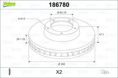 VALEO 186780 ÖN FREN DİSKİ HAVA KANALLI HONDA ACCORD 1.8L F18B2 CG8 EURO 99-02 282 çap x 4 bijon - Takım disk fiyatıdır