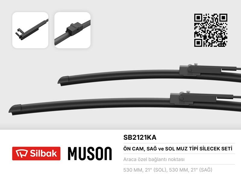 SILBAK SB2121KA SİLECEK SÜPÜRGESİ 530/530mm MUZ TİPİ SKODA SUPER 02-05 VW PASSAT 02-05
