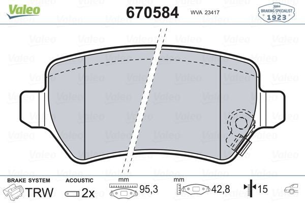 VALEO 9005002 ARKA BALATA ASTRA G 98 > ASTRA H 05 > MERIVA 03 > ZAFIRA 00 > COMBO 02 > FTE KIRMIZI KUTU