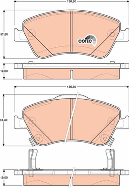 TRW GDB3481 ÖN FREN BALATA TOYOTA AURIS. COROLLA 1.4L 1NDTV NDE150 D-4D dizel 07->