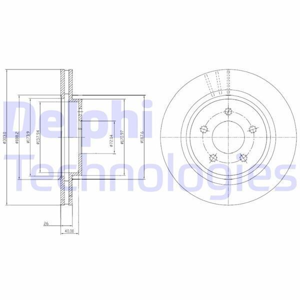 DELPHI BG4240C ARKA FREN AYNASI VOLVO S60 10 >13 > S80 II 08 >13 > V60 10 > V70 08 > XC70 07 >13 > 302x5DL