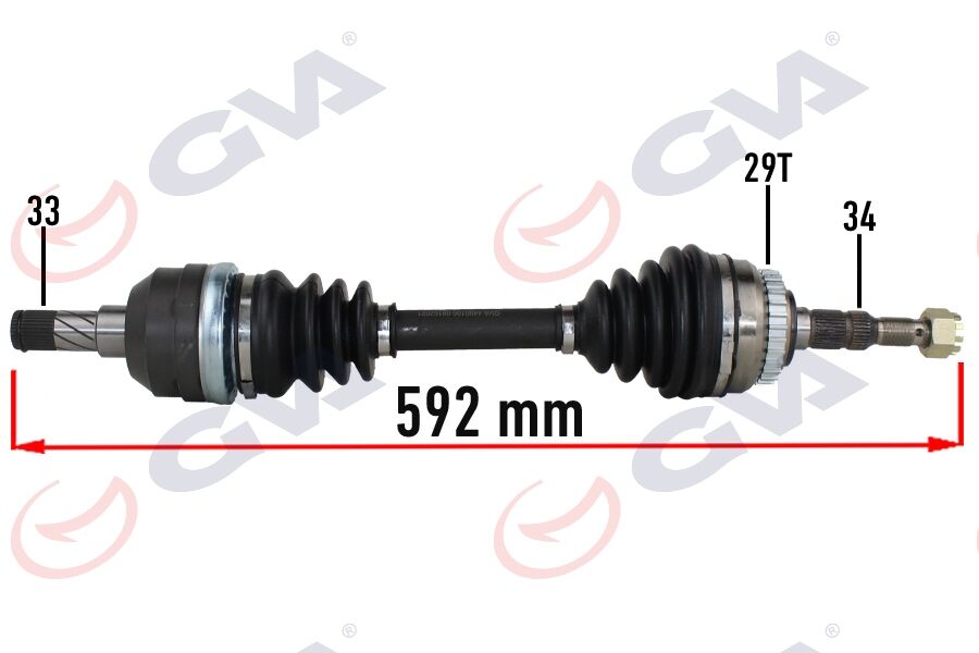 GVA 4490106 KOMPLE AKS SOL OPEL VECTRA A 1.8-2.0 88-95 -ASTRA F 92-98 -CALIBRA A 89-97 ABS Lİ 29DİŞ 592mm