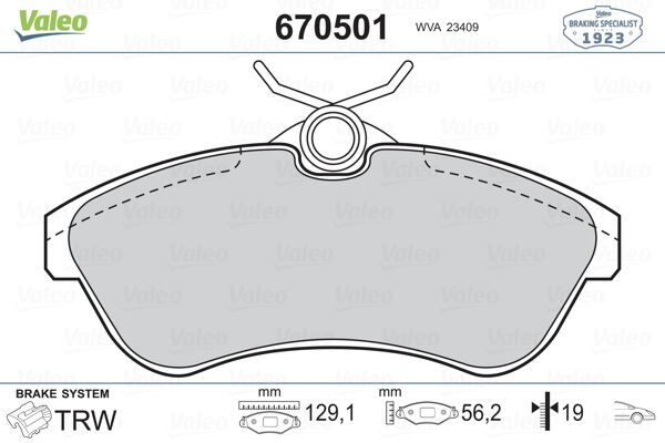 VALEO 670501 ÖN FREN BALATASI CITROEN C2 06>09 C3> 03>10