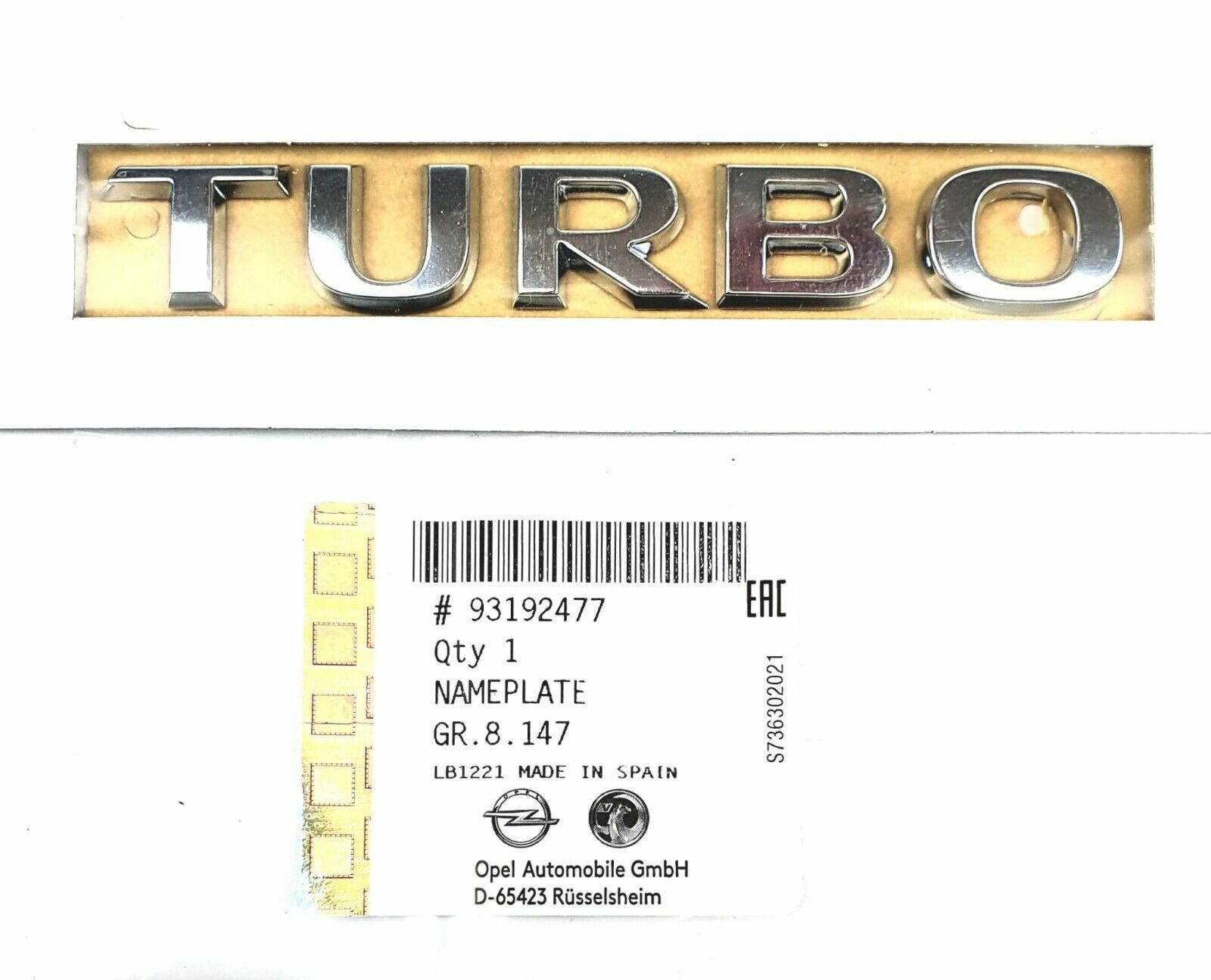 OE-OPEL 93192477 ASTRA K YAZI TURBO KROM