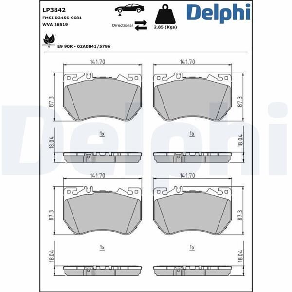 DELPHI LP3842 FREN BALATASI ON MERCEDES W206 S206 C236 A236 W214 S214 C254 X254 SPOR TIP