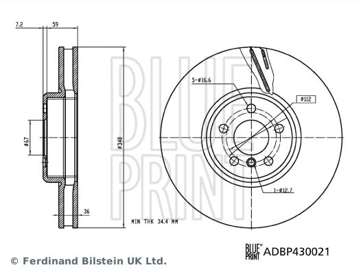 BLUEPRINT ADBP430021 FREN DISKI ON SAG BMW G20 G21 G22 G23 G30 G31 G38 G32 G11 G12 G14 G15 G16 G01 G02 G05 G18 G06 G07 G2 9