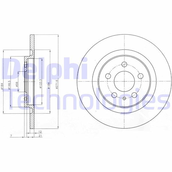 DELPHI BG3741 ARKA FREN AYNASI P807 2.0-2.2HDI 02> C8 2.0HDİ 2.2HDİ 02> ULYSSE 02> 272x12x5DL