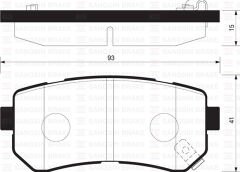SANGSIN SP1187 ARKA FREN BALATA HYUNDAI ACCENT ERA 1.4L G4EE 06-10 / İ30 1.4L 1.6L 08-> / İX35 1.6L G4FD GDİ 11-> / KIA CEED 1.4L 1.6L 07-> / SPORTAGE 1.6L G4FD GDİ 09-> / RIO 1.4L 1.6L 05-> Sürtünme yüzeyi eğik