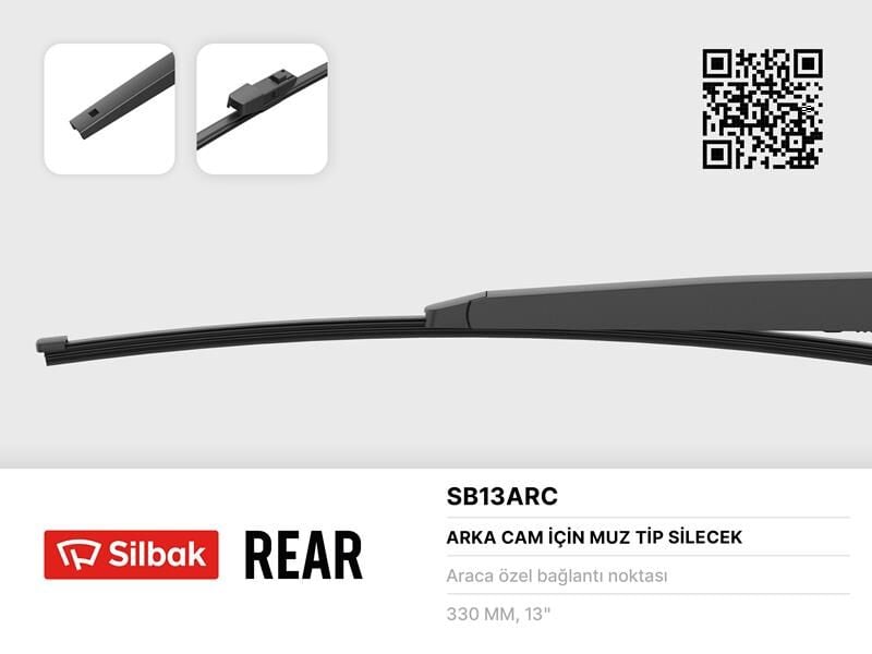 SILBAK SB13ARC SİLECEK SÜPÜRGESİ ARKA MUZ TİPİ 330mm ALHAMBRA 07/10> GOLF PLUS 07/10> SHARAN 05/10> TOURAN 05/10-