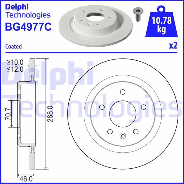 DELPHI BG4977C ARKA FREN AYNASI INSIGNIA B 2017 >> 16 İNÇ 288x12x5DL DOLU