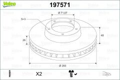 VALEO 197571 ÖN FREN AYNASI ASTRA L 21> COMBO E 18> BERLINGO 18> C4 13> PARTNER 18> 308 II-III 13> RIFTER 18> 283x48x5DL HAVALI