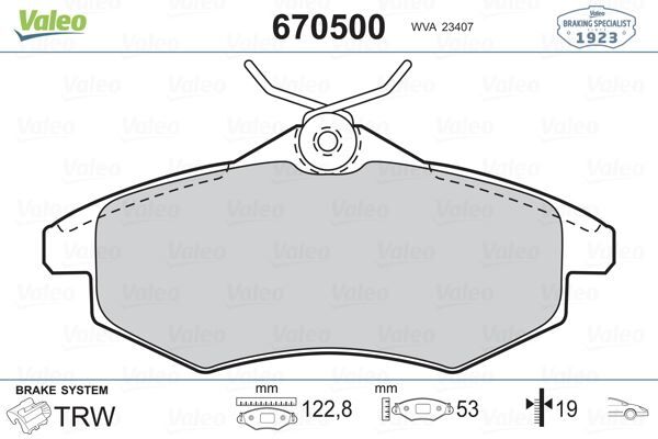 VALEO 670500 ÖN FREN BALATASI CITROEN C2 03>12 C3 02>10 KÜÇÜK TİP