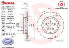 BREMBO 09D90313 FREN DISKI ARKA SAG BMW G20 G21 G28 G22 G23 G26 G30 G31 G32 G11 G12 G08 G01 G02 G05 G29