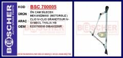 BSC 700005 ÖN CAM SİLECEK MEKANİZMASI MOTORSUZ CLIO IV-CLIO GRANDTOUR IV-SYMBOL THALIA HB