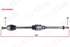 GVA 4429063 KOMPLE AKS SAĞ MİLLİ DOBLO 1.3 MULTIJET 10 > 967mm