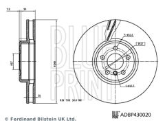 BLUEPRINT ADBP430020 FREN DISKI ON SOL BMW G20 G21 G22 G23 G30 G31 G38 G32 G11 G12 G14 G15 G16 G01 G02 G05 G18 G06 G07 G2 9