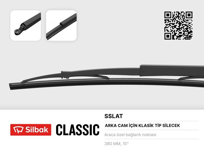 SILBAK SSLAT SİLECEK SÜPÜRGESİ 385MM ARKA CAM SİLME SİSTEMİ KARTAL SLX