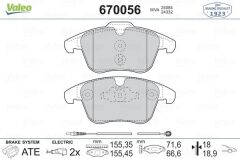 VALEO 670056 ÖN FREN BALATASI FİŞLİ P407 04>10 2.0 HDI P508 10>18 C5 1.6 1.8 2.0 1.6 HDI-2.0 HDI 08>16