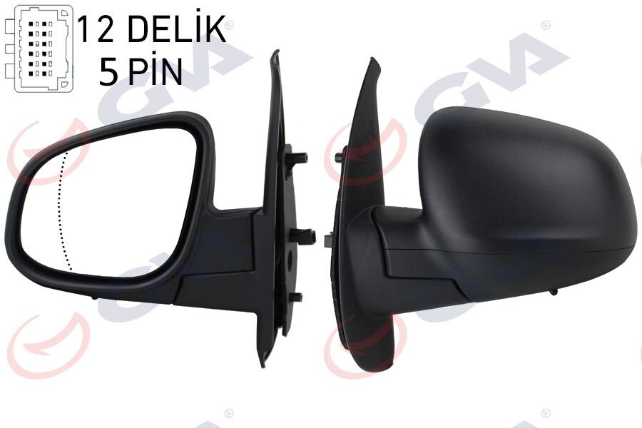 GVA 1016323 DIŞ DİKİZ AYNASI SOL KANGOO-CITAN 13> ELEKTRİKLİ ISITMALI DESENLİ ASFERİK 5 FİŞ VM-6132EHAL