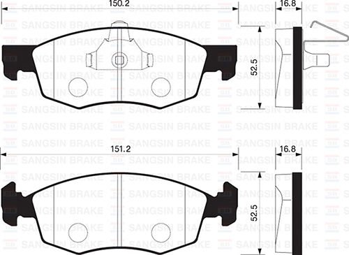 SANGSIN SP1198 ÖN FREN BALATA FIAT PALIO WEEKEND 96-> / ALBEA 01-> / DOBLO 00->