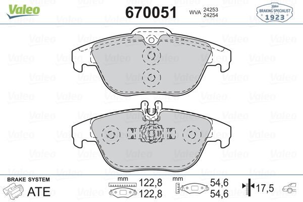 VALEO 670051 FREN BALATASI ARKA MERCEDES W204 S204 X204 C207 A207