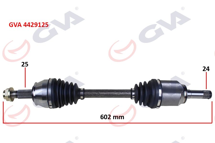 GVA 4429125 AKS KOMPLE SOL BIPPER-NEMO 1.3 HDI 10> FIORINO 1.3 MJTD Euro5 MOT. 13> İÇ AKS KAFALI 602mm