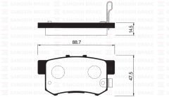 SANGSIN SP1076-R ARKA FREN BALATA HONDA CIVIC 1.6L D16 VTEC VTI 01-05 / 1.4L 1.6L 96-01 / 1.6L R16A2 VTEC SEDAN 06-> / ACCORD 2.0L F20 90-98 / LEGEND 3.2L 91-96 / SUZUKI SX4 1.6L M16A RW416 05->