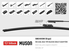 SILBAK SBE400M SİLECEK SÜPÜRGESİ MUZ TİPİ 400mm A. BC.C2.D VE U TİPİ KOLLAR ICIN MULTİ ADAPTORLÜ