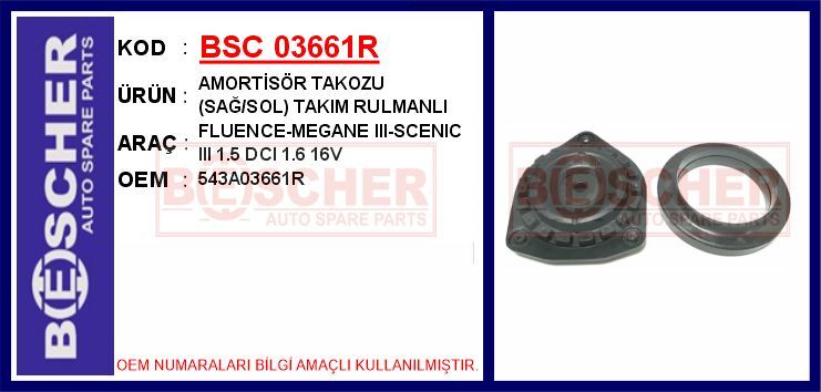 BSC 03661R ÖN AMORTİSÖR TAKOZU VE RULMANI TK. RENAULT FLUENCE 09>