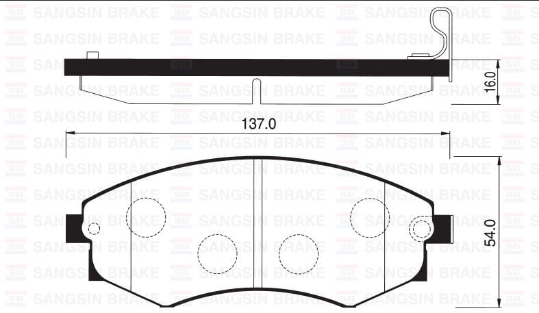 SANGSIN SP1065 ÖN FREN BALATA HYUNDAI SONATA 1.8L 2.0L 88-96 / ELANTRA 1.6L 1.8L 2.0L 90-00 /NISSAN ALTIMA 2.0L CA2 0 A31 89-94 SP1048 ile aynı